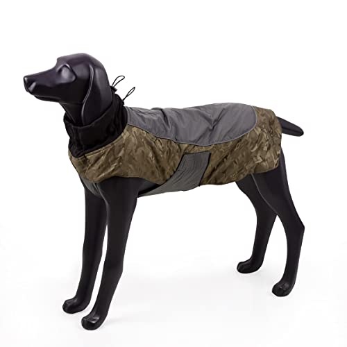 BlackDoggy 冬 犬服 ジャケット 迷彩柄ベスト 防寒防水 小型犬 大型犬 中型犬 ペットウェア (3XL, カーキ)