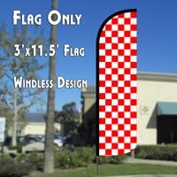 Checkered Red & White Windless Polyknit Feather Flag (3 x 11.5 feet)