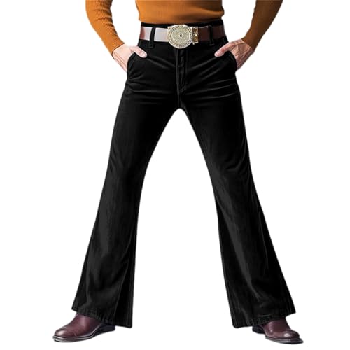 Men's 70s Retro Corduroy Bell Bottoms Stretchy Vintage Flared Pants for Disco & Casual Outfits