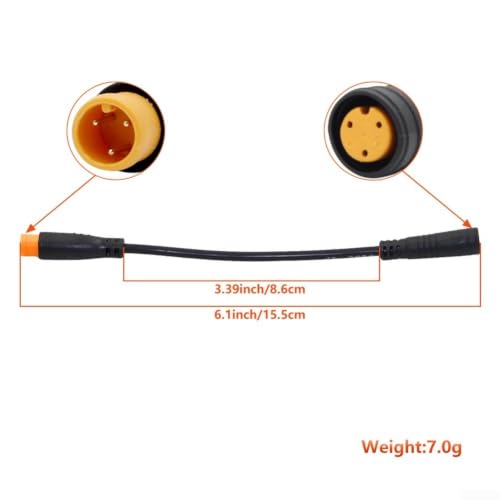 NexRen M8 Câble connecteur étanche mâle vers femelle à 3 broches pour scooter électrique, 15,5 cm, noir (mâle vers femelle) – vue 3
