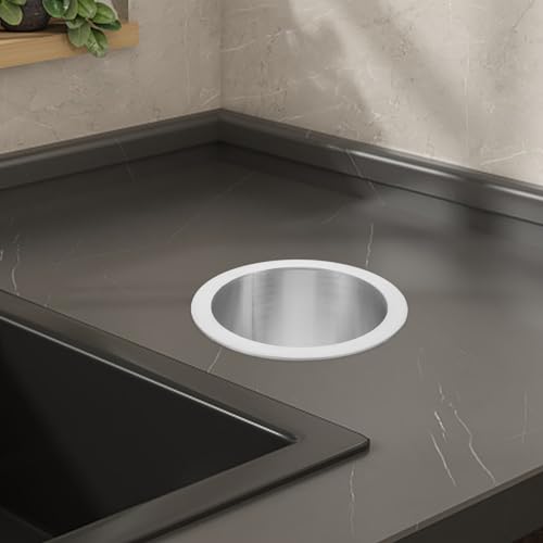 Image of STOBAZA 4.92 Inch Stainless Steel Drop-in Trash Chute Grommet Round Built-in Countertop Garbage Trough Kitchen Waste Disposal Insert Space-Saving
