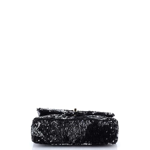 Pre-Loved Lucky Symbols CC Flap Bag Sequins Mini, Black4