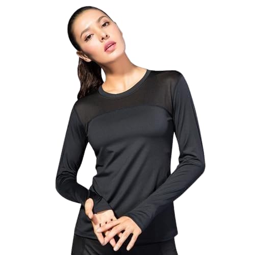 flingr Women's Round Neck Full Sleeves T-Shirt for Gym, Sports, Yoga, Workout | Color-Black (Large)-picture-2