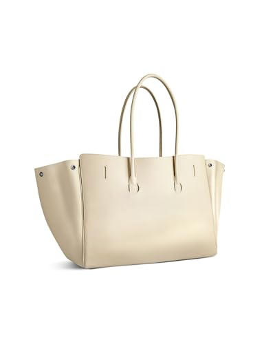 Image of NEWBELLA Women's Vegan Leather Tote Bag, Stylish Handbag for Everyday Use (White)