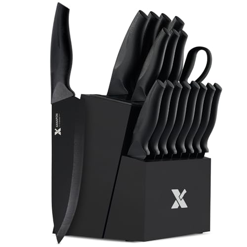 50% Off XANAPON 19-Piece Kitchen Knife Set with Built-in Sharpener