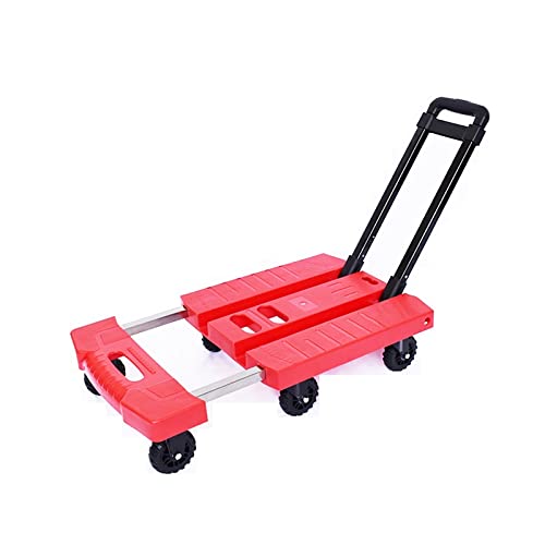 Carretilla Plegable de Mano con 6 Ruedas, Mango Extensible y Capacidad para 150 kg (330 lbs): Carrito Compacto para el hogar, la Oficina, Viajes, Transporte de Equipaje y