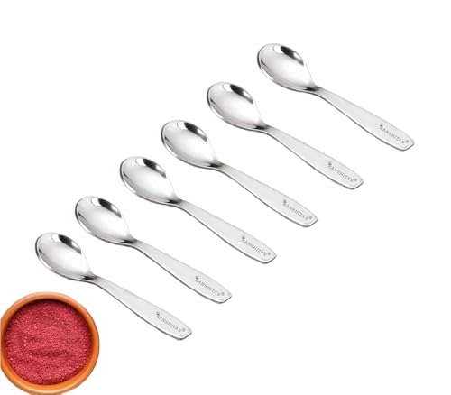 Image of Kanshita's Rasoiware Stainless Steel Small Masala Spoon Set of 6 | 10.5 cm Multipurpose Mini Spoon for Spice Jars, Tea, Sugar & Condiments