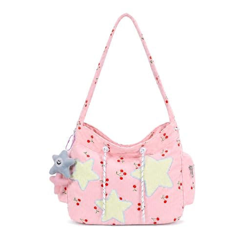 Image of KAMEILONG Star Crossbody Bag Women Corduroy Tote Bag Aesthetic Messenger Bag Cute Shoulder Bag Y2K Hobo Bag