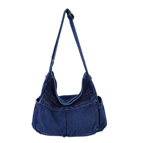 AdiStylinno Sac à bandoulière en jean pour femme, grand sac à bandoulière en denim pour femme, sac en toile Hobo, sac à bandoulière rétro avec plusieurs...