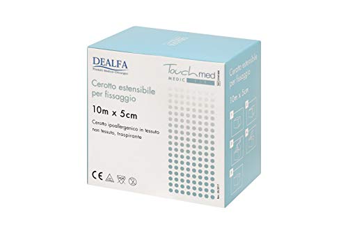 Cerotto Adesivo Estensibile in TNT per Fissaggio di Medicazioni, Sonde, Cateteri, Bendaggi di Sostegno - Rotolo cm 5x10 mt - Ritagliabile secondo le diverse esigenze - Monouso - Confezione da 1 Pezzo