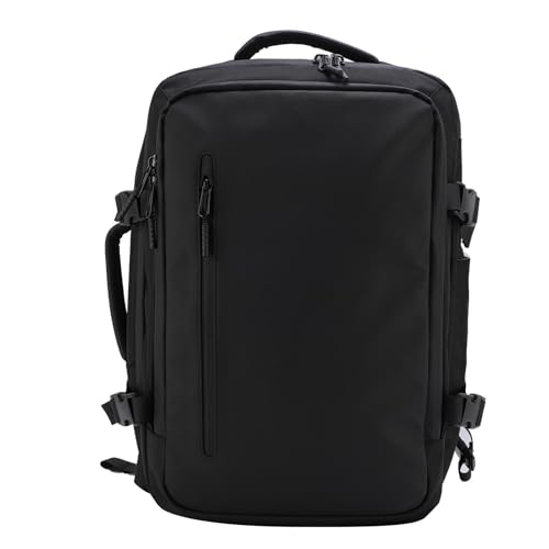 Fockety Mochila de viaje con sello al vacío con bomba, mochila de transporte para artículos personales a prueba de agua de 30 l con compartimento para computadora portátil (BLACK)