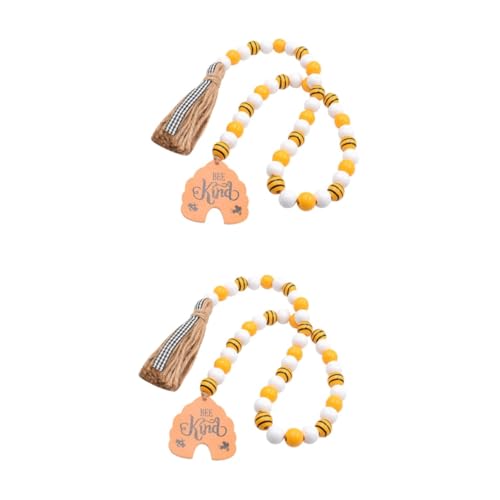 Guirlande de perles d'abeille naturelles de style rustique avec pompon, lot de 4