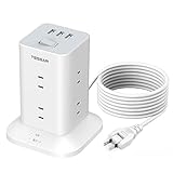 電源タップ タワー 延長コード 5m 8個AC コンセント 3USBポート付き 180°スイングプラグ TESSAN 延長コンセント 雷ガード マルチ 蛸足コンセント タコ足配線 テーブルタップ oa mini型