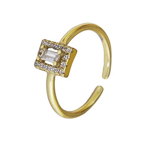 Bague vintage argent 925 plaqué or ajustable zircon cubique femme