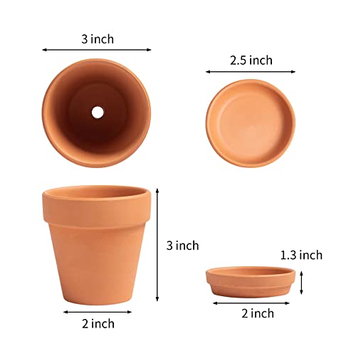 Herduk 3 Inch Terracotta Clay Pots Pack Of 18, Small Plant Pots With Drainage Holes And Saucers, Mini Nursery Plant Pots For Succulents, Cactus, Indoor,Outdoor #TOP2