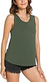 GYS Women Tank Tops Loose Fit Summer Basic Sleeveless Tops Bamboo Viscose Pajama Shirts, Dark Green, Large