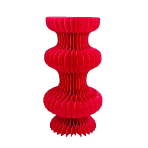 Supports cylindriques pliables en papier carton rouge pour centre de table mariage