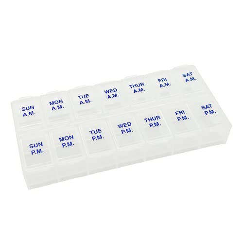 Image of Ezy Dose Weekly 7-Day AM /PM Pill Organizer, Vitamin Case and Medicine Box, Medium Compartments for Twice-Daily Dosing, Natural Color Design, Easy-Open Lids, Portable and Perfect for Home or Travel Use
