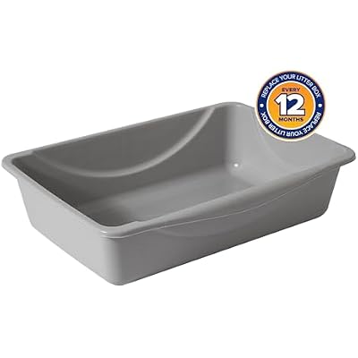 Petmate Basic Open Cat Litter Pan, Multidirectional Easy to Clean Plastic Litter Box, Gray, Made in USA, 14.5 x 10.5 x 3.5, Small Recommended for Kittens and Small Cats