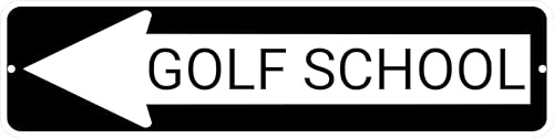 Work House Signs Golf School Directional Sign – 24" x 6" Aluminum Composite – Outdoor Signage for Training Facilities, Courses, Academies, Driving Ranges & More - Black, Left Arrow