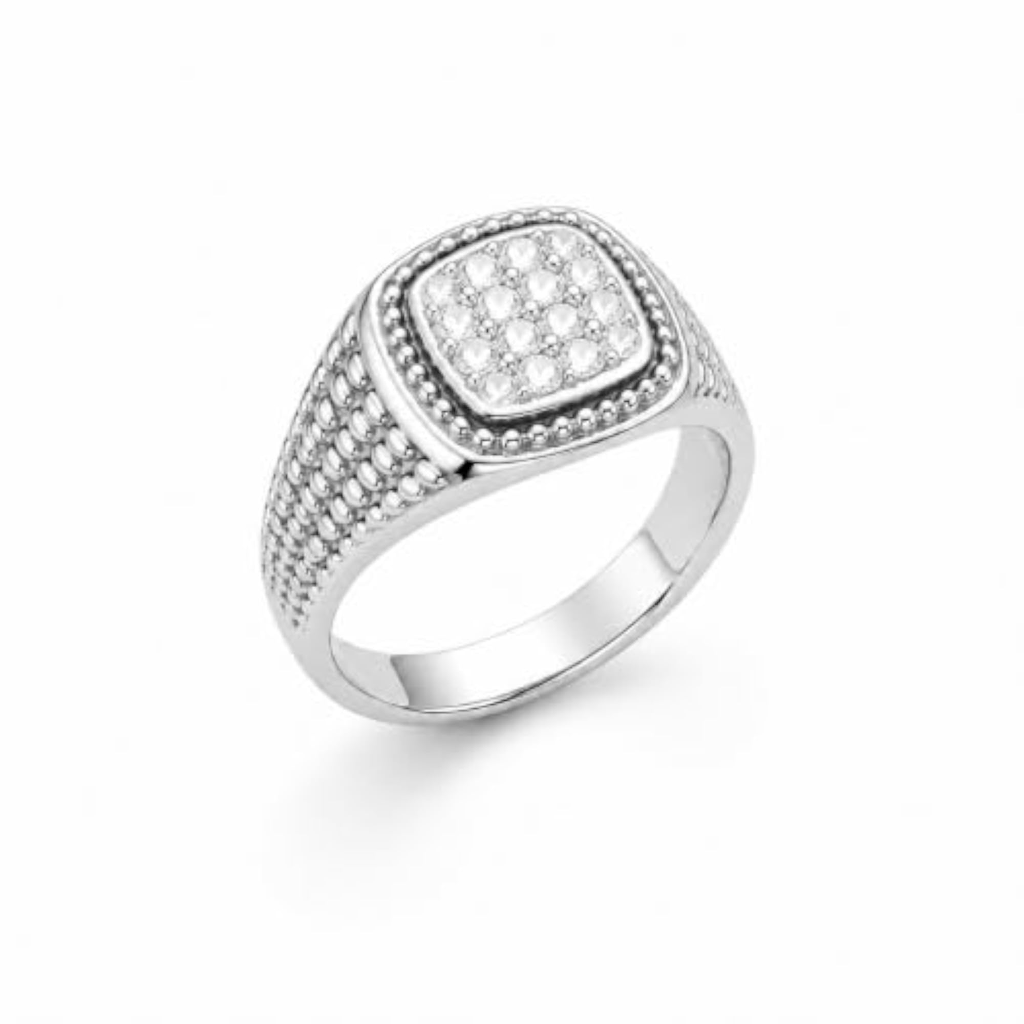 Men's Stainless Steel Square Top Statement Ring