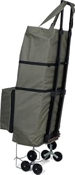 VALLEY Model Quiet 6-Wheeled, Multi-Functional, Stair-Rising Foldable Telescopic Sleeve Travel and Shopping Bag-Green