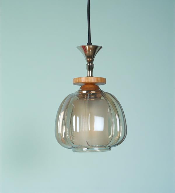 Image of ELIANTE Modern Glass Hanging Light for Living Room & Dining Area | Metal Ceiling Lamp with Elegant Glass Shade | 3 Years Warranty | Free Bulb (Velante)