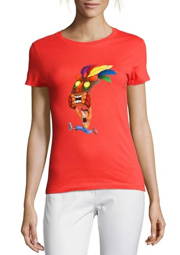 T-shirt col rond coton femme rouge à porter en weekend motif castor