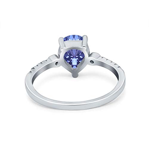 Blue Apple Co. Art Deco Vintage Style Pear Teardrop Wedding Engagement Bridal Ring Round Simulated Cubic Zirconia 925 Sterling Silver3