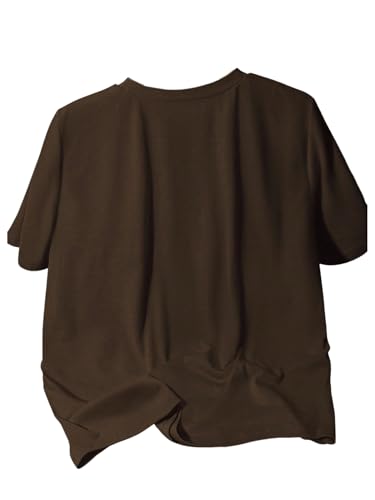 Image of RoseSeek Women's Bow Print Short Sleeve Round Neck Oversized Tops Basic Loose Fit Drop Shoulder Tees for Summer