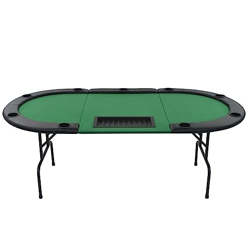 Klappbarer Pokertisch für 9 Spieler, 3-Fach faltbar, oval, grün, Poker- und Spieltische – Bild 4