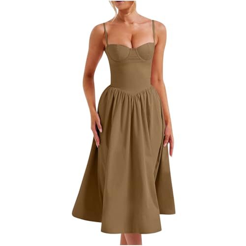 Amazon.com: Women Vintage Lace Up Back Corset Dress Spaghetti Strap Pleated A-Line Midi Dresses Elegant Cocktail Party Evening Dress Brown : Clothing, Shoes & Jewelry Amazon.com: Women Vintage Lace Up Back Corset Dress Spaghetti Strap Pleated A-Line Midi Dresses Elegant Cocktail Party Evening Dress Brown : Clothing, Shoes & Jewelry