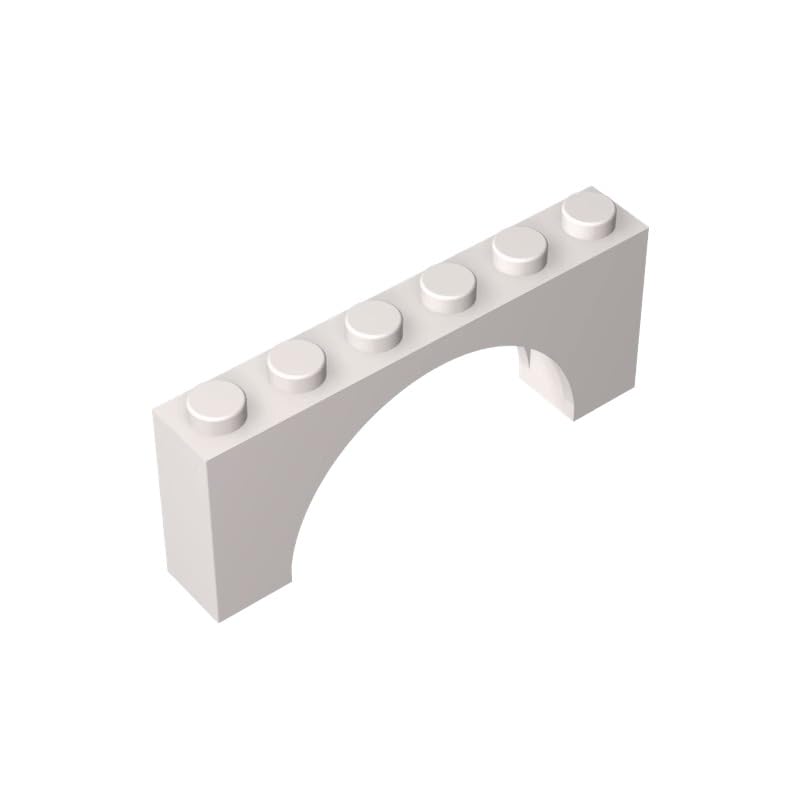 Gobricks GDS-678 Brick Arch 1 x 6 x 2 - Thin Top Without Reinforced Underside 10PCS Compatible with Lego Toy 15254 12939 3307 Components for Major Brick Brands Color:White 1