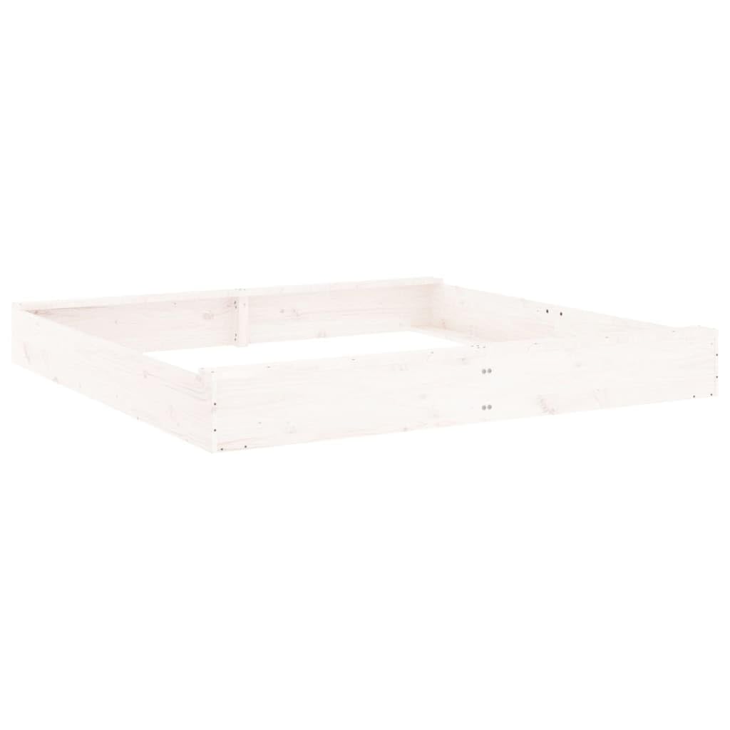 Générique Bac à Sable avec sièges Blanc carré Bois de pin Massif,Jeux & Jouets, Jeux de Plein air, Bacs à Sable, Blanc (Poids 14.75KG)