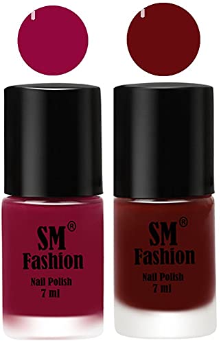 Image of Long Lasting Nail Polish | Nail Paint Combo 7 ml Each) - Set of 2 Cherry Blossom-Wine Red