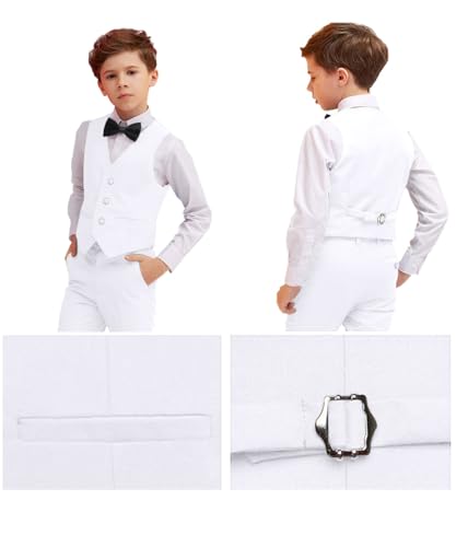 Image of Boys' Formal Suit 5 Piece Slim Fit Suits for Boy Kids Tuxedo Toddler Wedding Ring Bearer Outfit Teen Communion Dress
