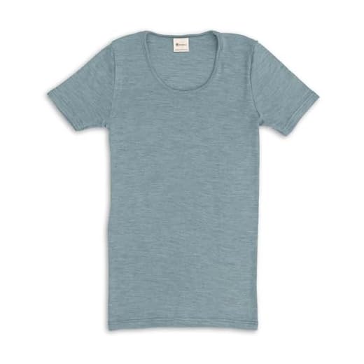 Engel Natur, Damen Unterhemd Kurzarm, 70% Wolle (kbT), 30% Seide (Bergblau, 38-40)