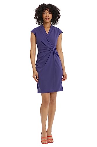 Maggy London Women's Wrap Look Twist Detail Cap Sleeve Dress Career Office Workwear Event Guest of