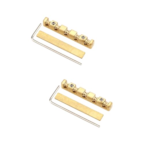 OFFSCH 2 Sets String Sturdy Upper String Nuts for Electric String Instruments Brass Material Guitar Bridge Nut for Easy Installation