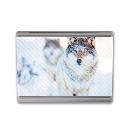 Image of MightySkins Carbon Fiber Skin Compatible with Microsoft Surface Laptop Go 3 (2023) Full Wrap Kit - Alpha Wolf | Protective, Durable Textured Carbon Fiber Finish | Made in The USA