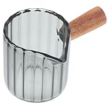 TOYZFRIENDY Milchkanne mit Holzgriff Espresso Messbecher aus mit Ausguss Kleiner Milchkrug für Kaffee Creme und Saucen für Zuhause Bar und Gastronomie