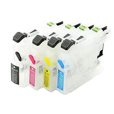 Inkpro 4 wiederbefüllbare Tintenpatronen mit Auto-Reset-Chips LC-121, LC-123 Black Cyan Magenta Yellow mit Auto Reset Chips