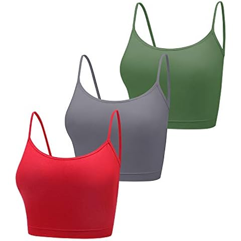 Uhnice 3 Pieces Basic Crop Tank Top Sleeveless Spaghetti Strap Camisole for Women - - Large Cover
