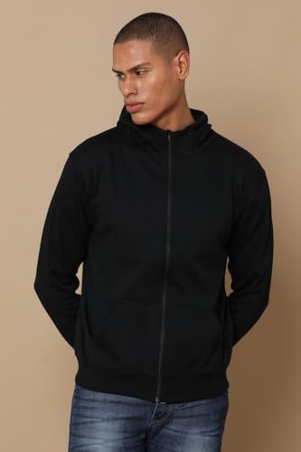 Image of REPUBLIC Cotton Fleece Regular Fit Hooded Sweatshirt Full Sleeves Solid Jumper Sweatshirt for Men