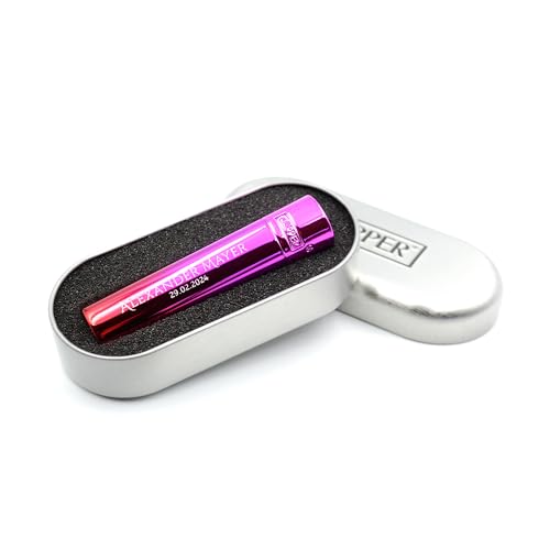 Clipper Feuerzeug mit Gravur Personalisierbares Metallfeuerzeug in Geschenkbox nachfüllbar für Männer & Frauen Individuelles Geschenk zu Geburtstag Weihnachten Hochzeit Farbe Pinkgradient