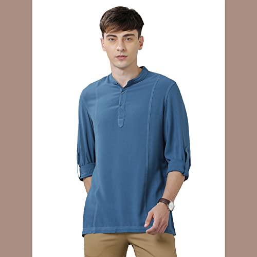 Image of Identiti Men Solid Slim Fit 100% Viscose Casual Shirt /Kurta for Men