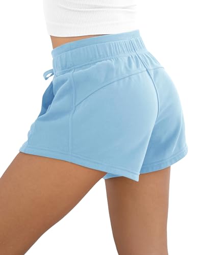 Image of ODODOS Women's Sweat Shorts with Pockets Cotton French Terry Drawstring Summer Workout Casual Lounge Shorts