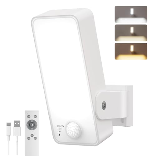 PopoIron Motion Sensor Outdoor Light, 10000mAh Rechargeable 600 Lumen Battery Operated Outdoor Light with 3 Modes, 3 Color Temperatures, Waterproof Outdoor Security Lights for House, Fences, Patio