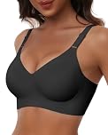 HORISUN Wireless Push Up Full Coverage Bra for Women Seamless Bras with Soft Support Comfort T Shirt Bralette (Black,L)