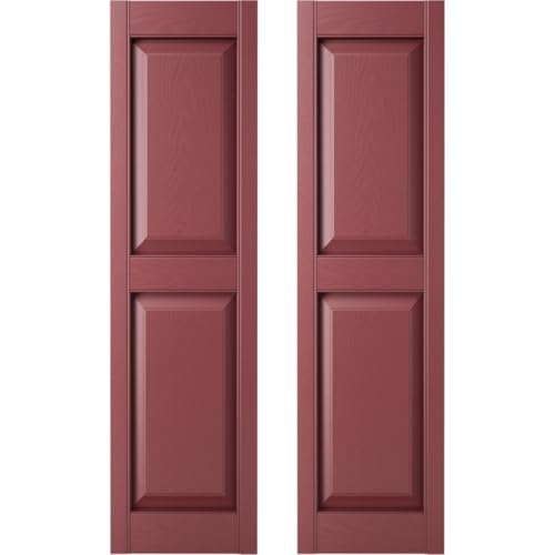 Builders Edge 14.75 in. W x 59 in. H Builders Edge, Standard Two Equal Panels, Raised Panel Shutters, Includes Matching Installation Spikes (Per Pair), 078 - Wineberry